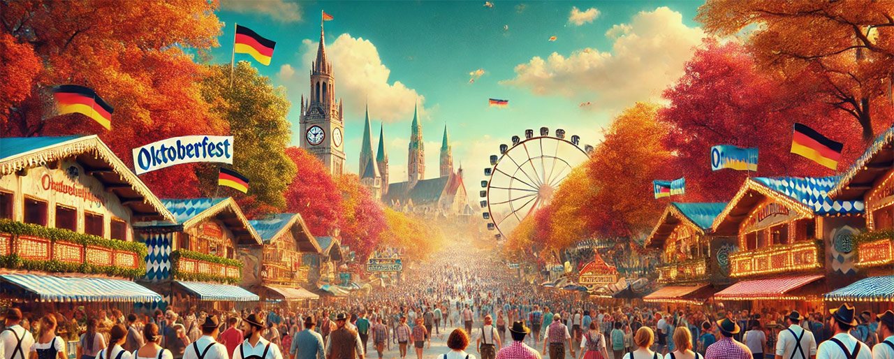 People walking to Oktoberfest in Munich